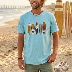 FarWest Surfboard Graphic Tee XL Blue Coastal Surf Beachy Gorpcore Beach Skater